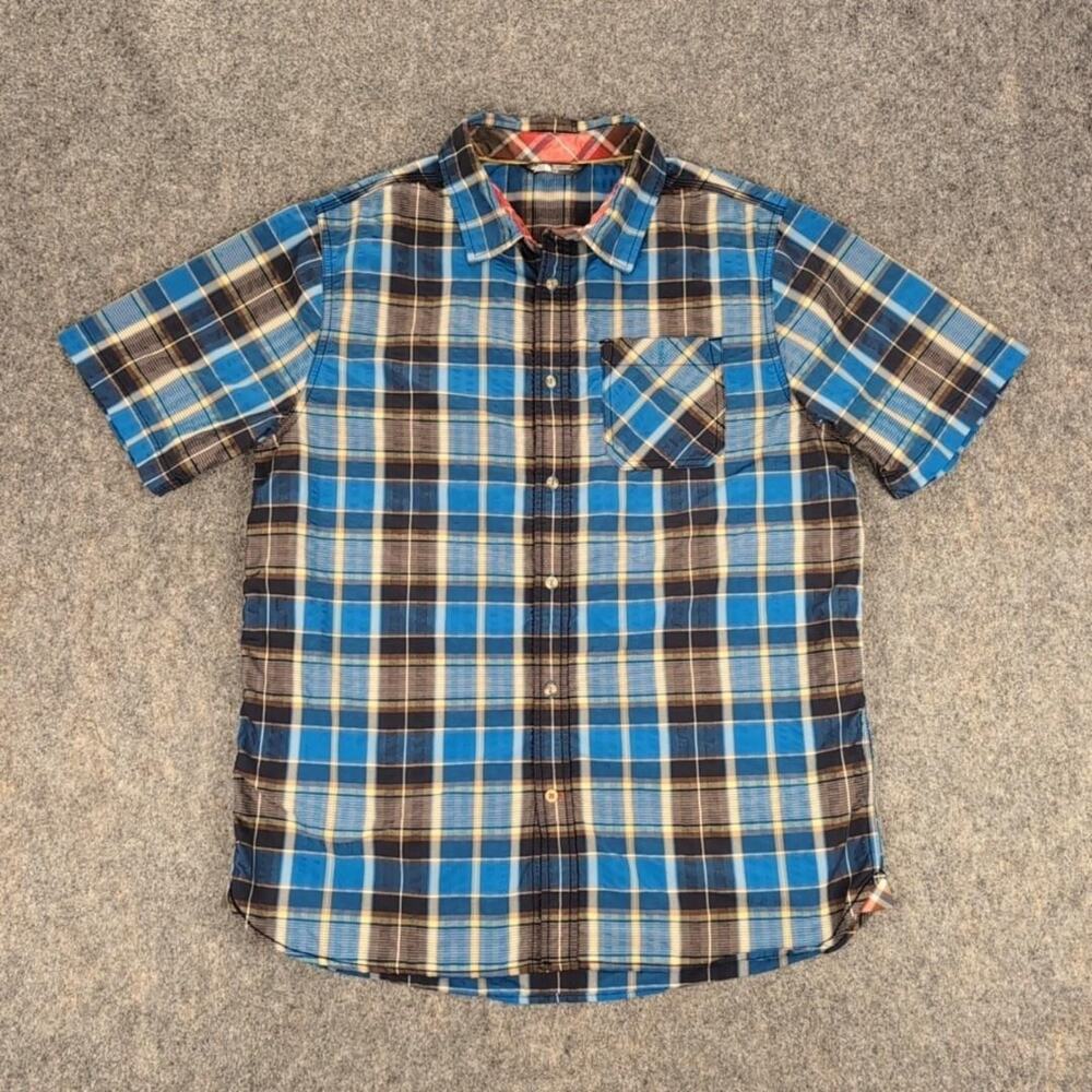 The North Face Shirt Mens Large Blue Plaid Button Up Short Sleeve Casual Outdoor